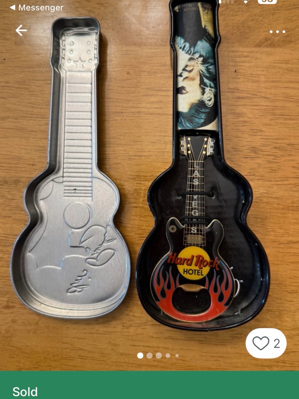 Elvis Presley Collector Lot - Guitar Tin Case + Hard Rock Hotel Las Vegas Guitar